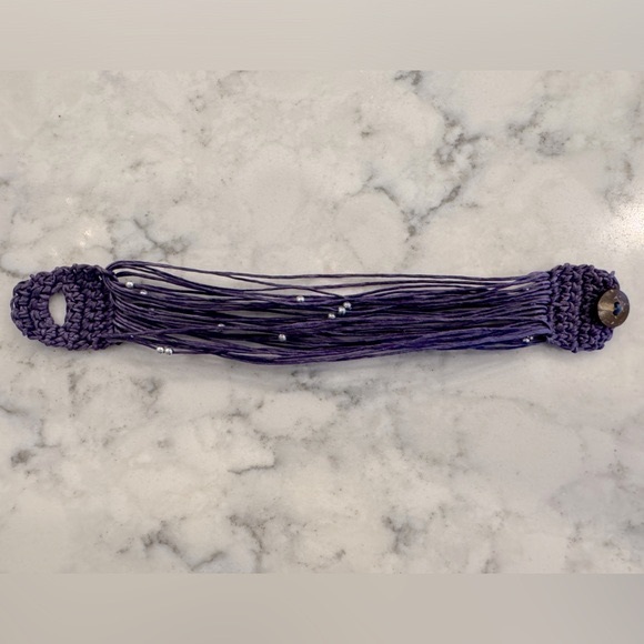 Girls/Teens Purple bracelet, 8 inches long - 1  inch wide - button closure - Picture 1 of 3